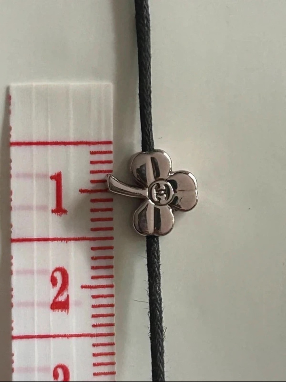 Chanel black cord bracelet with silver pleated 🍀- lucky charm symbol- New